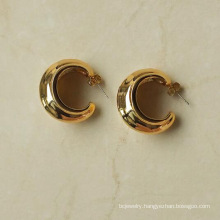 Fashion C Shape Gold Jewelry Stainless Steel Jewelry Earrings Gold Plated Earrings
